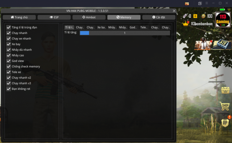 [UPDATE] Vnhax free for Gameloop and Smartgaga Pubg mobile 1.6.0